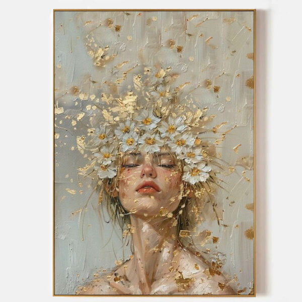 Elegant Woman With Daisies Canvas
